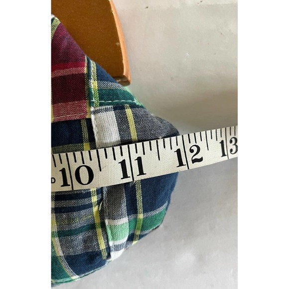 EXPRESSIONS NYC Small Madras Handbag Plaid Wood Handle Magnetic in EUC - Picture 7 of 8